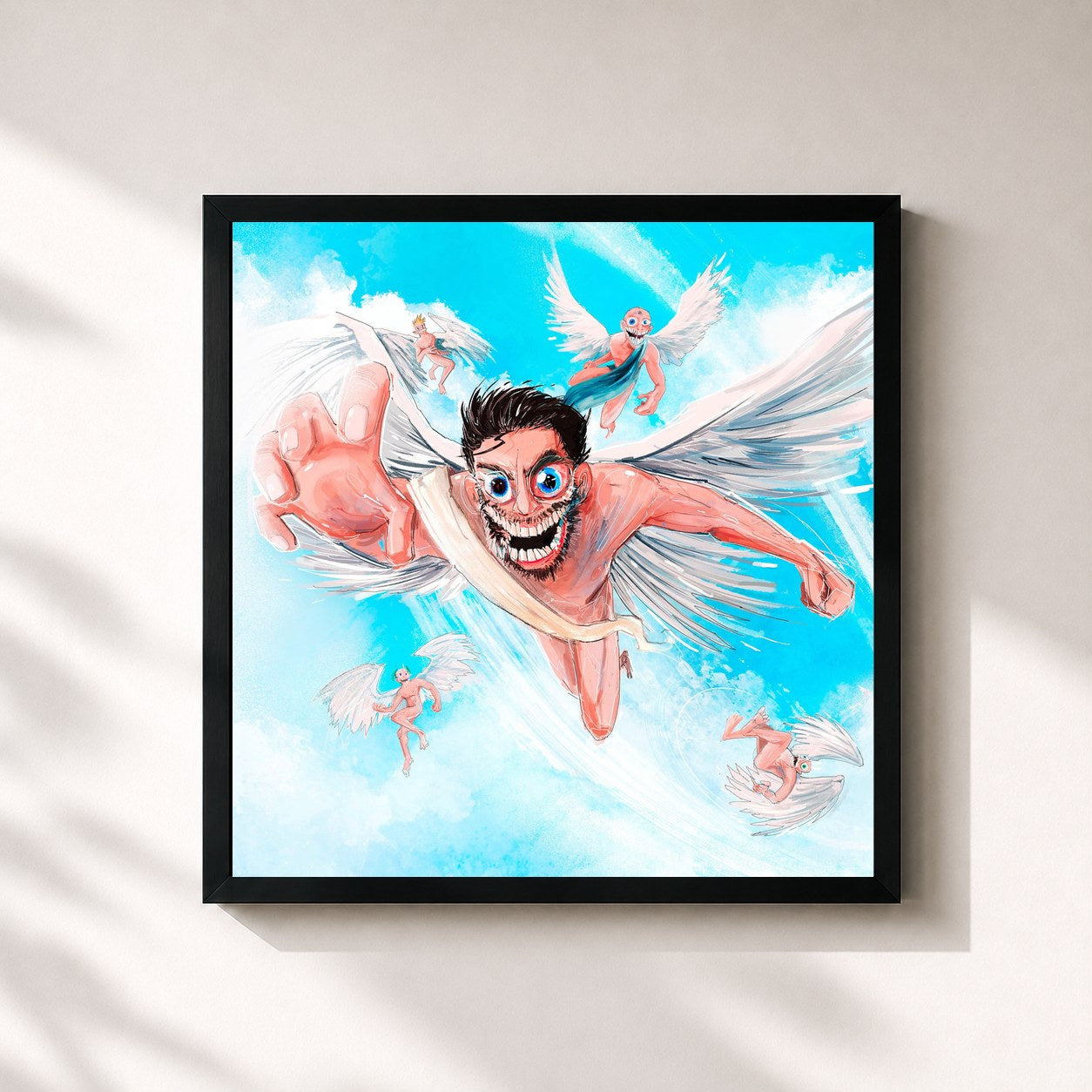 #noir Tableau carré de l'album Engel Fliegen de Souly, cadre noir 32x32 cm
