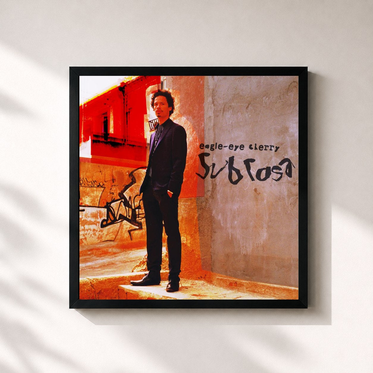 #noir Tableau carré de l'album Sub Rosa de Eagle-Eye Cherry, cadre noir 32x32 cm