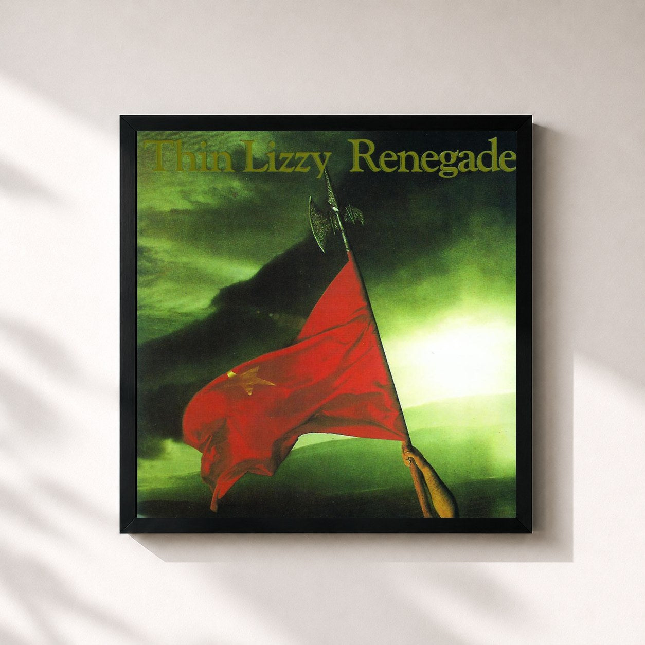 #noir Tableau carré de l'album Renegade de Thin Lizzy, cadre noir 32x32 cm