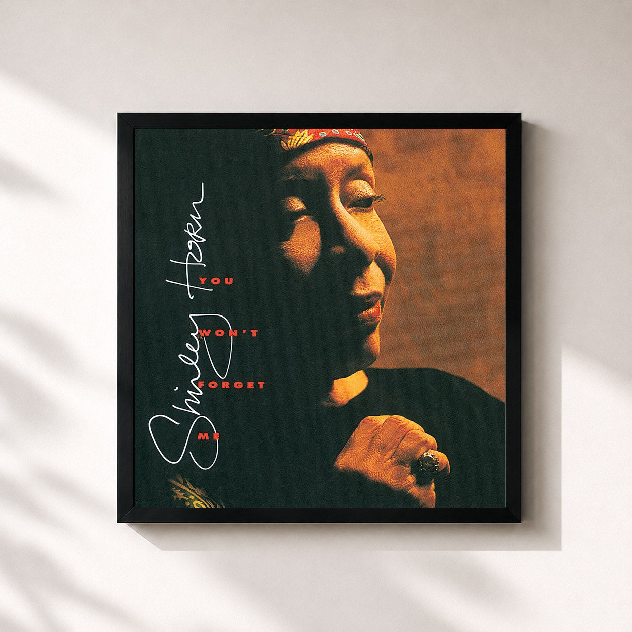 #noir Tableau carré de l'album You Won't Forget Me de Shirley Horn, cadre noir 32x32 cm