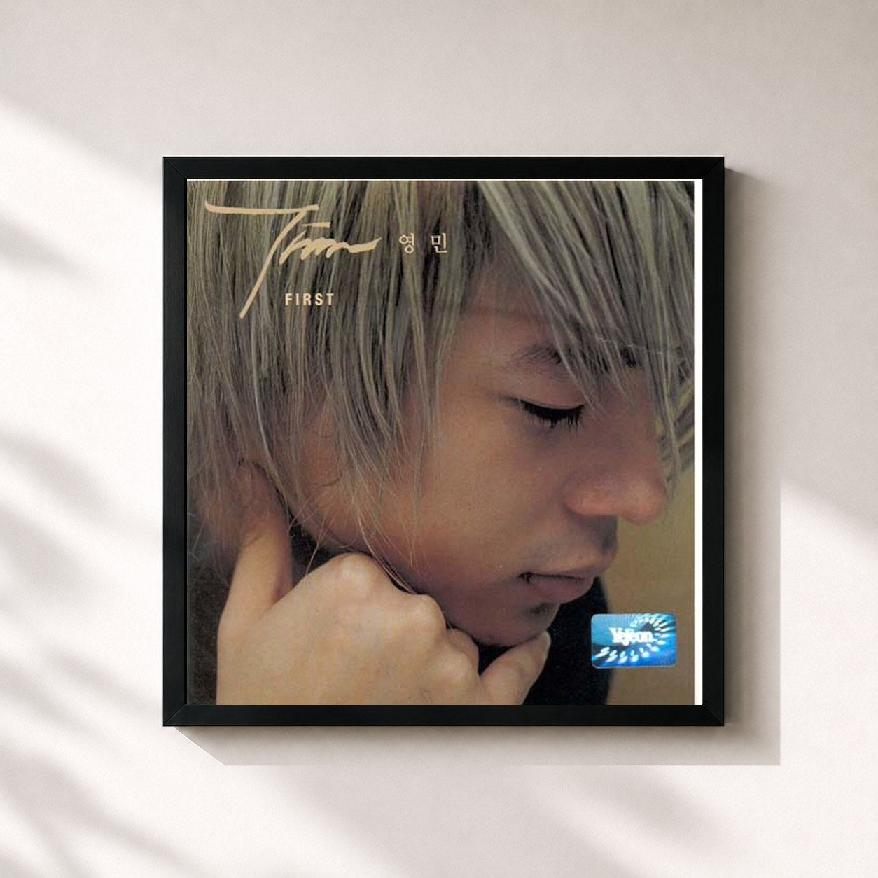 #noir Tableau carré de l'album 영민 de Tim, cadre noir 32x32 cm