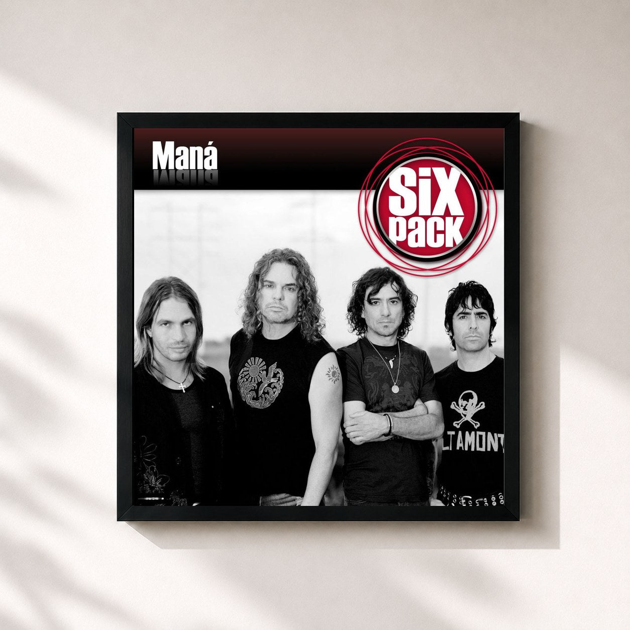 #noir Tableau carré de l'album Six Pack: Maná - EP (Digital) de Maná, cadre noir 32x32 cm