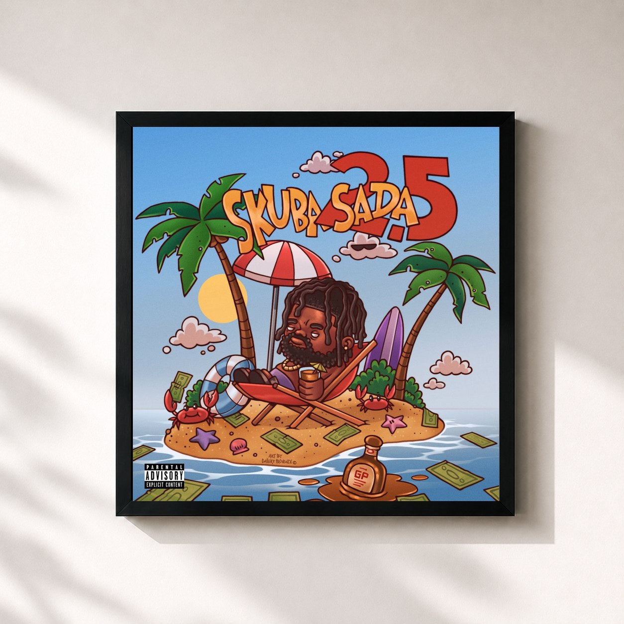 #noir Tableau carré de l'album Skuba Sada 2.5 de Sada Baby, cadre noir 32x32 cm