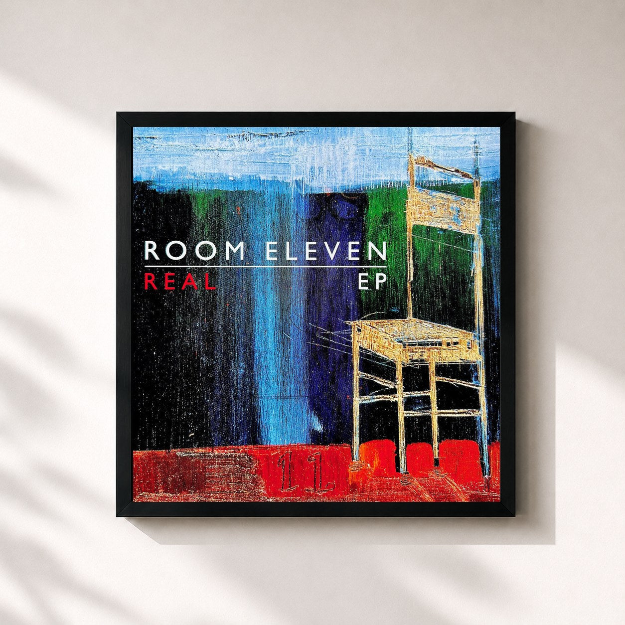 #noir Tableau carré de l'album Real de Room Eleven, cadre noir 32x32 cm
