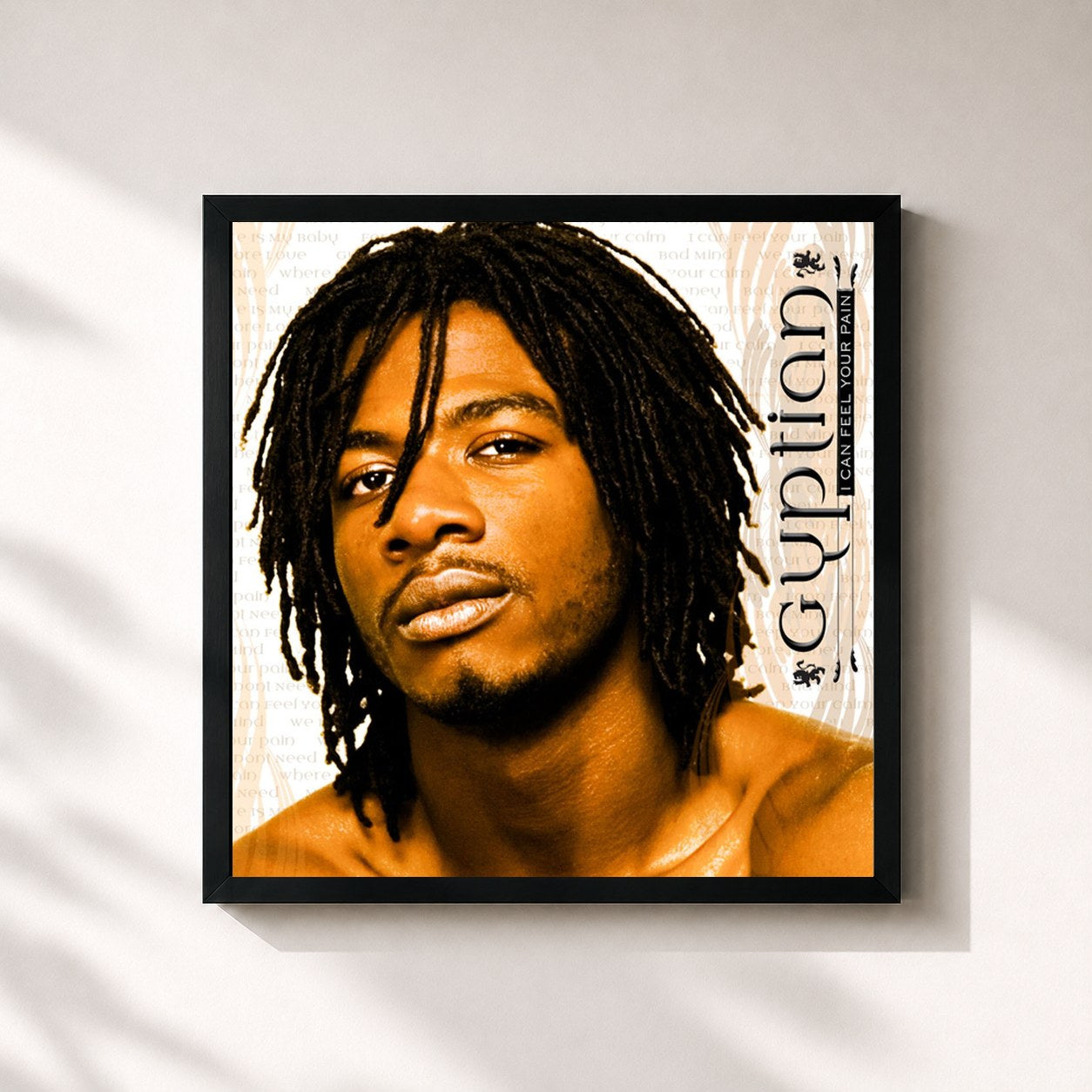 #noir Tableau carré de l'album I Can Feel Your Pain de Gyptian, cadre noir 32x32 cm