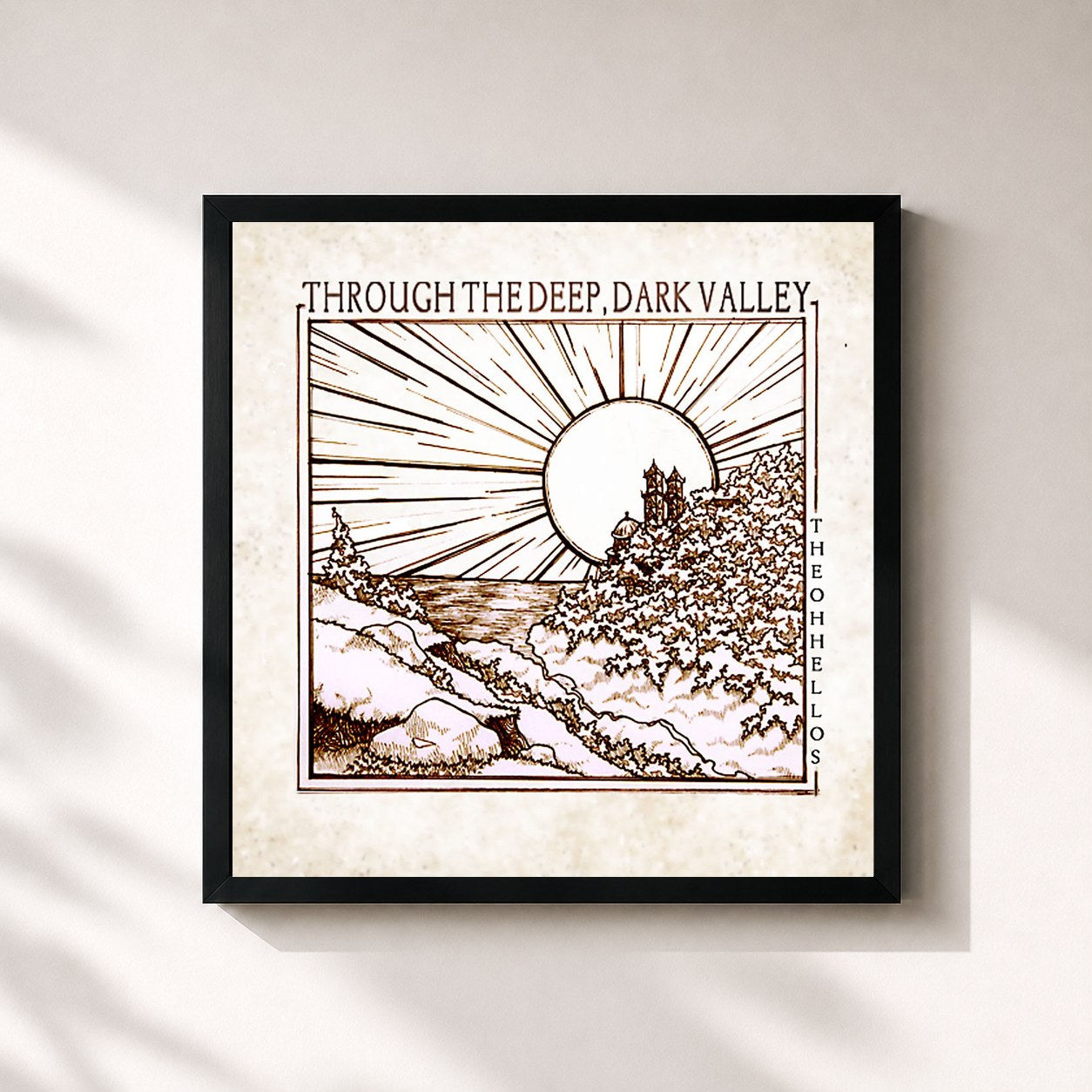 #noir Tableau carré de l'album Through the Deep, Dark Valley de The Oh Hellos, cadre noir 32x32 cm