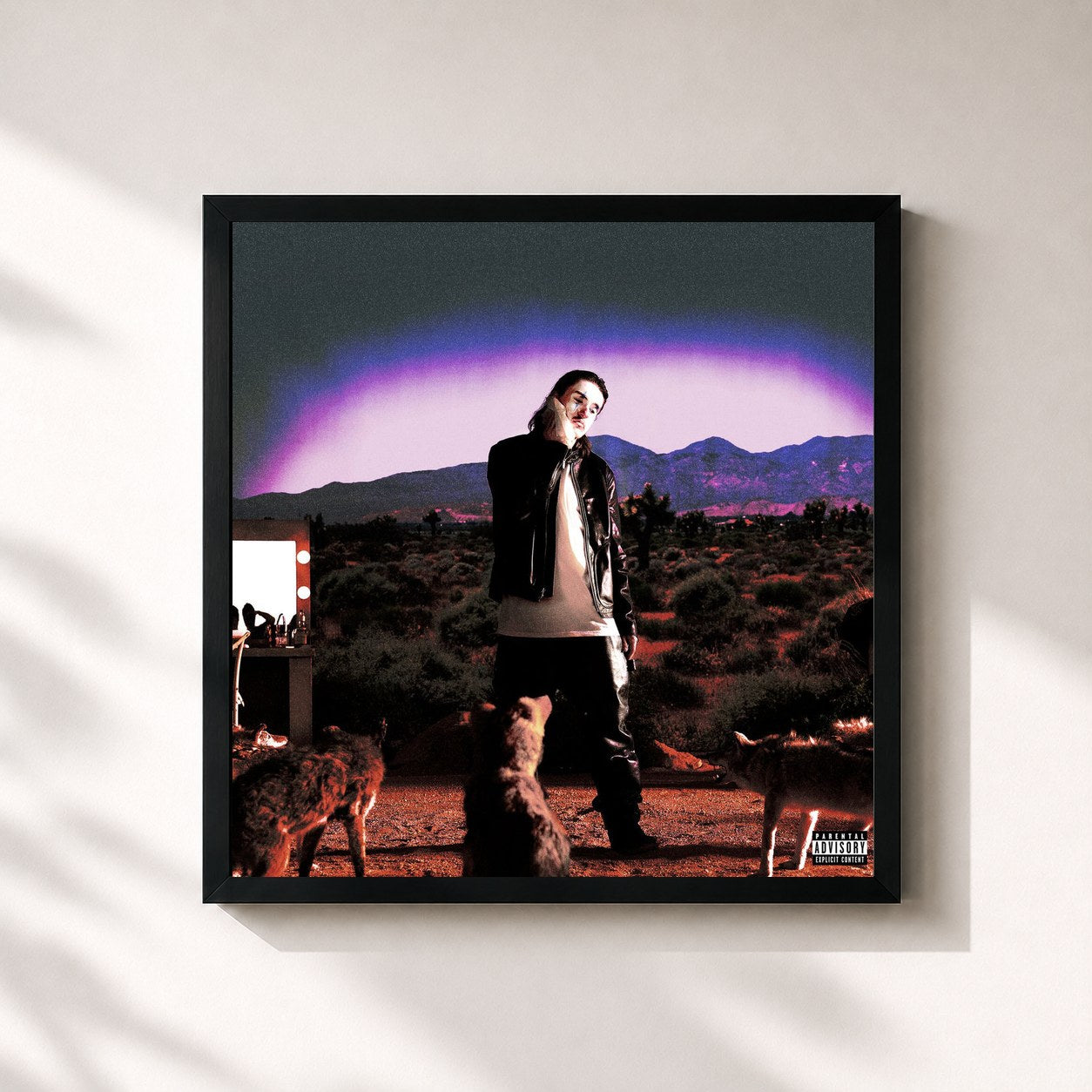 #noir Tableau carré de l'album COYOTE de Tommy Richman, cadre noir 32x32 cm