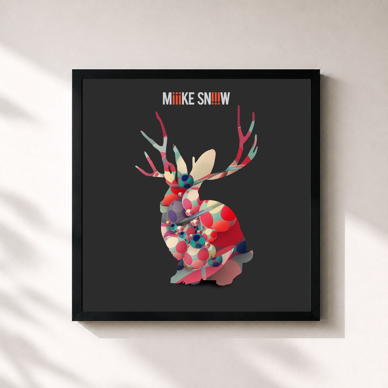 #noir Tableau carré de l'album iii de Miike Snow, cadre noir 32x32 cm