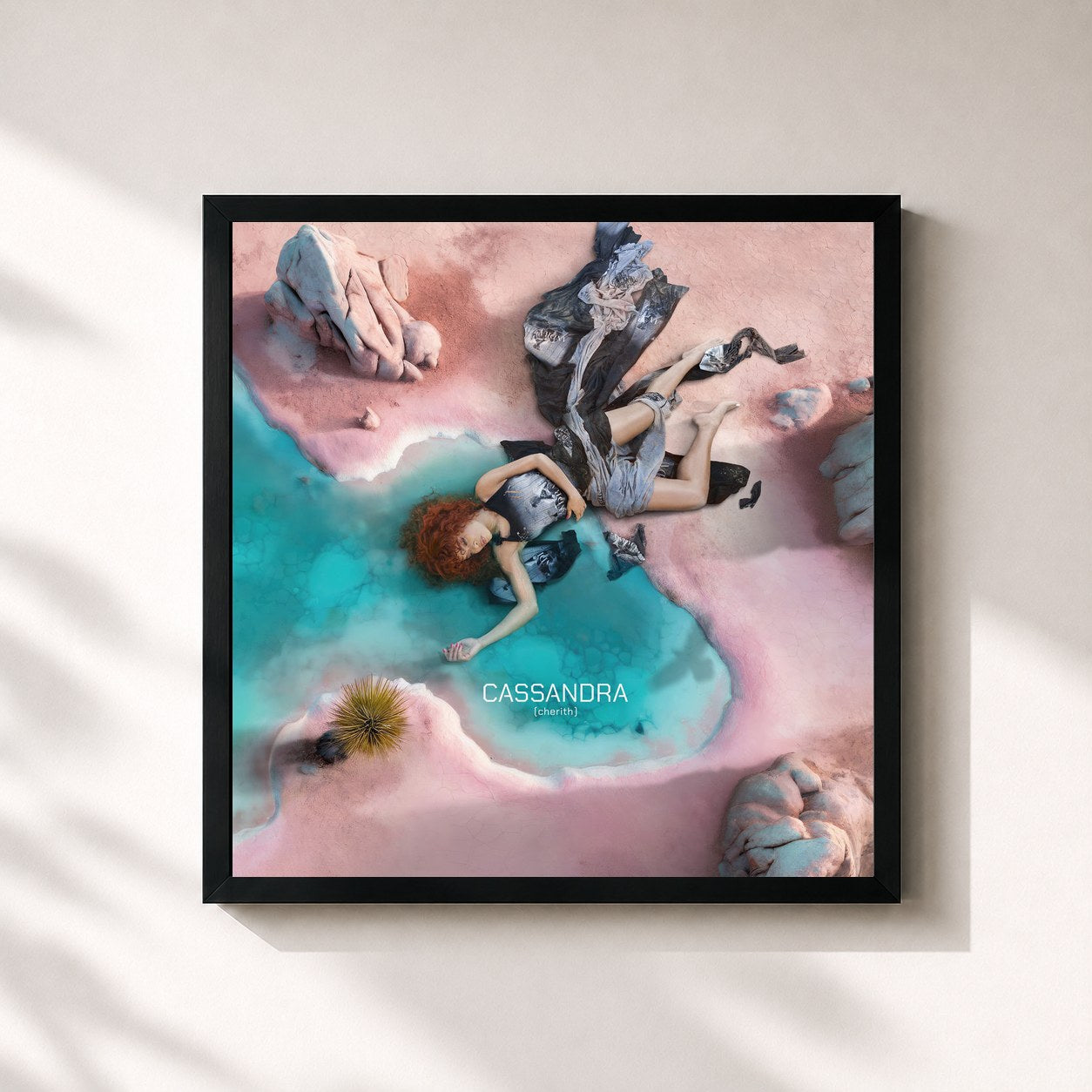 #noir Tableau carré de l'album CASSANDRA (cherith) de Andra Day, cadre noir 32x32 cm