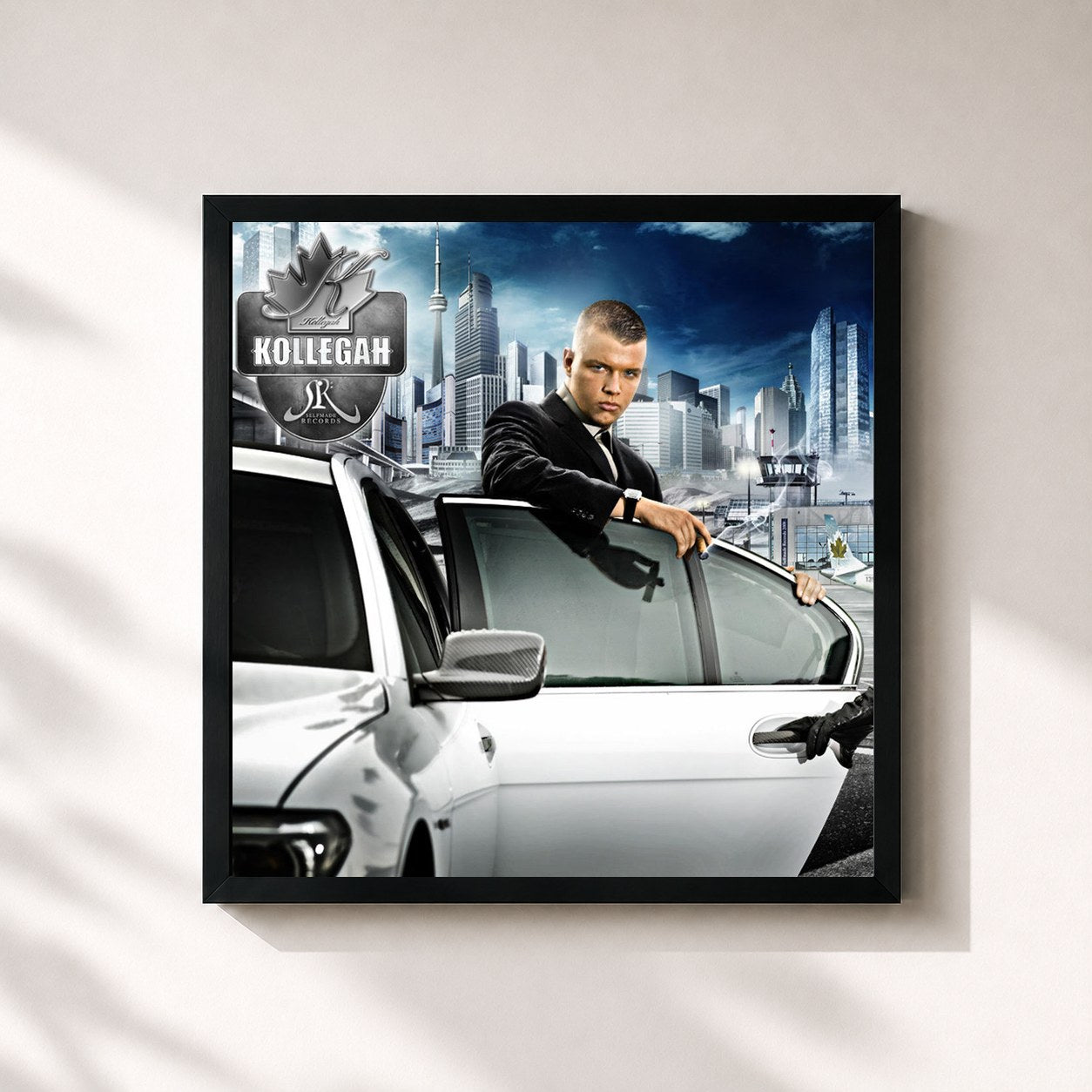 #noir Tableau carré de l'album Kollegah de Kollegah, cadre noir 32x32 cm