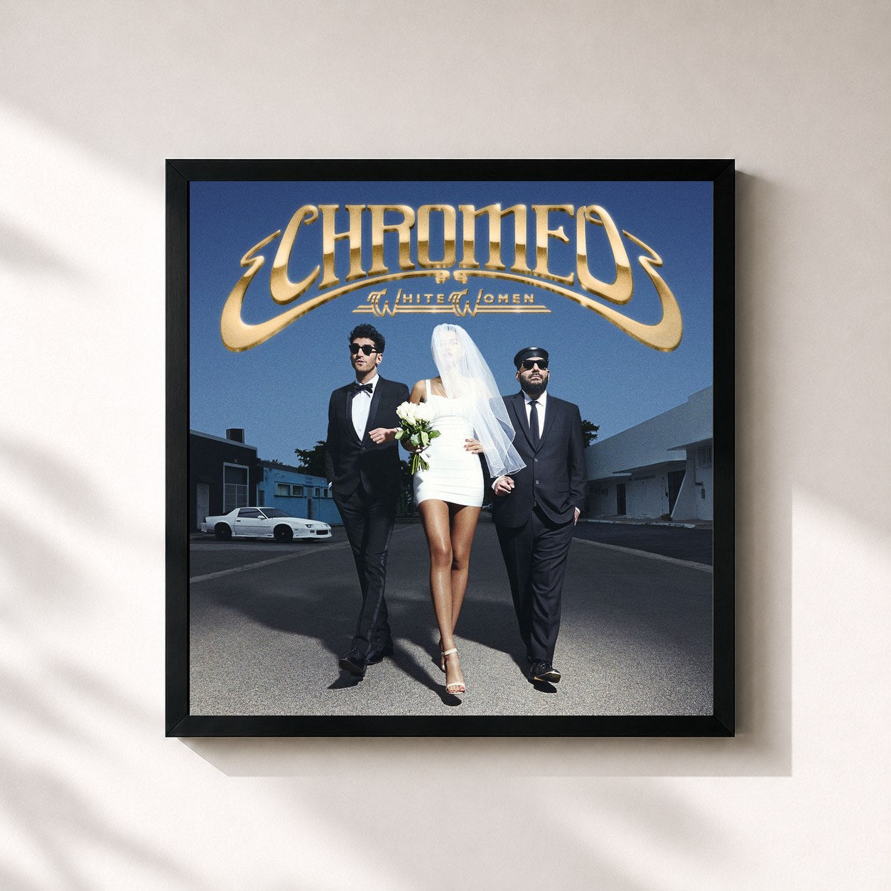 #noir Tableau carré de l'album White Women de Chromeo, cadre noir 32x32 cm