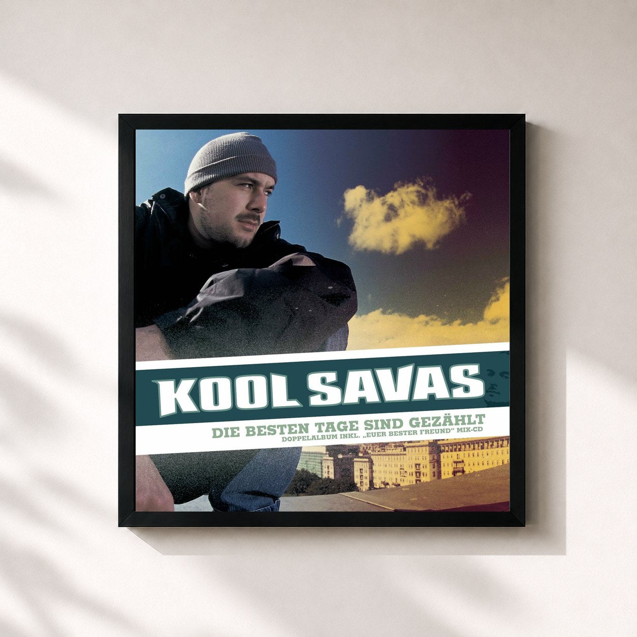 #noir Tableau carré de l'album Die besten Tage sind gezählt de Kool Savas, cadre noir 32x32 cm