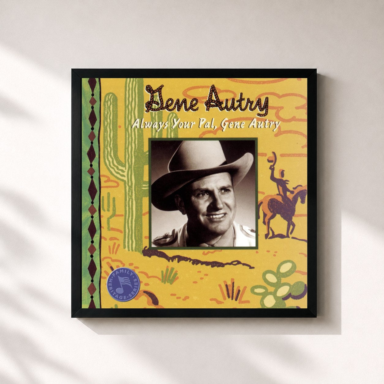 #noir Tableau carré de l'album Always Your Pal, Gene Autry de Gene Autry, cadre noir 32x32 cm