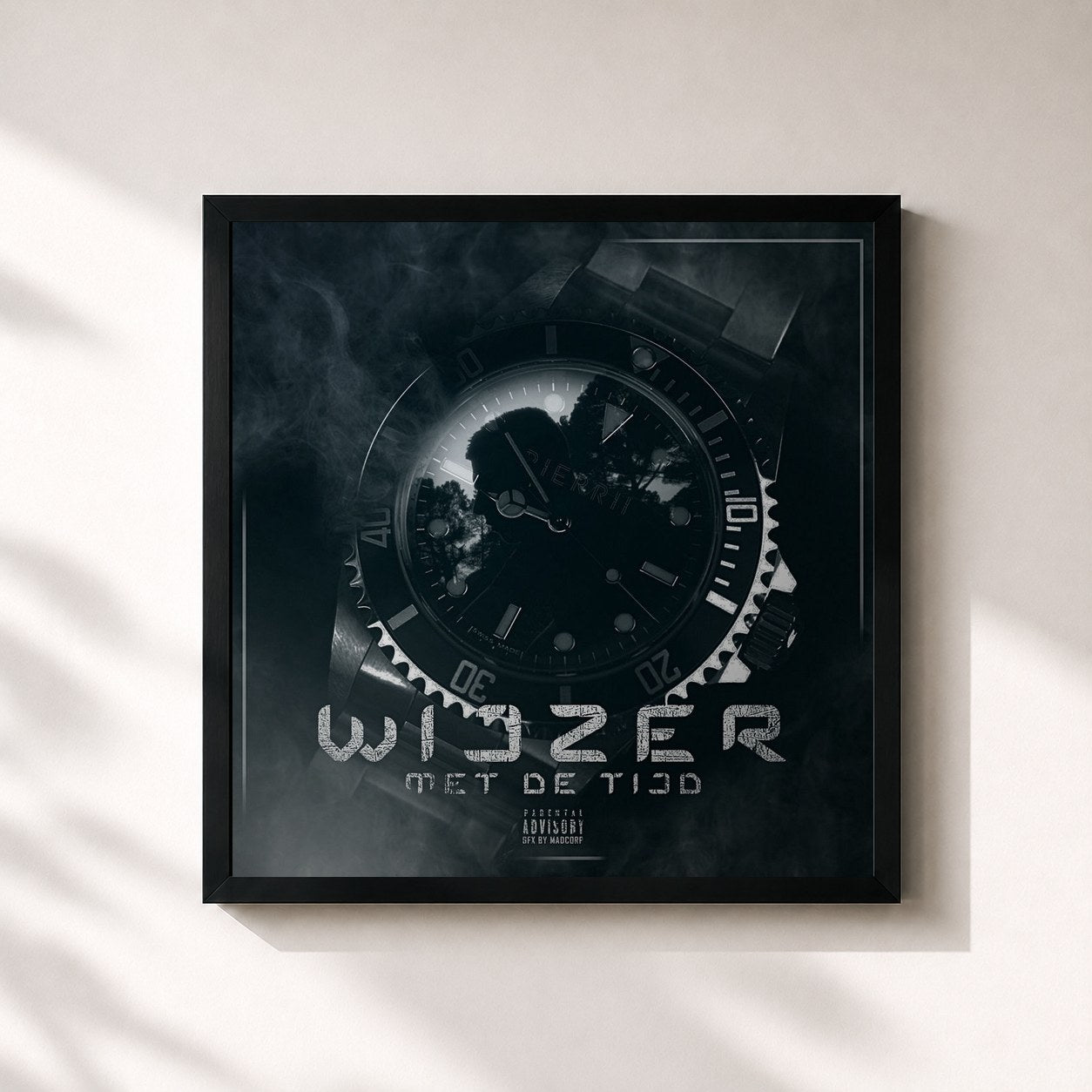 #noir Tableau carré de l'album Wijzer Met De Tijd de Pierrii, cadre noir 32x32 cm