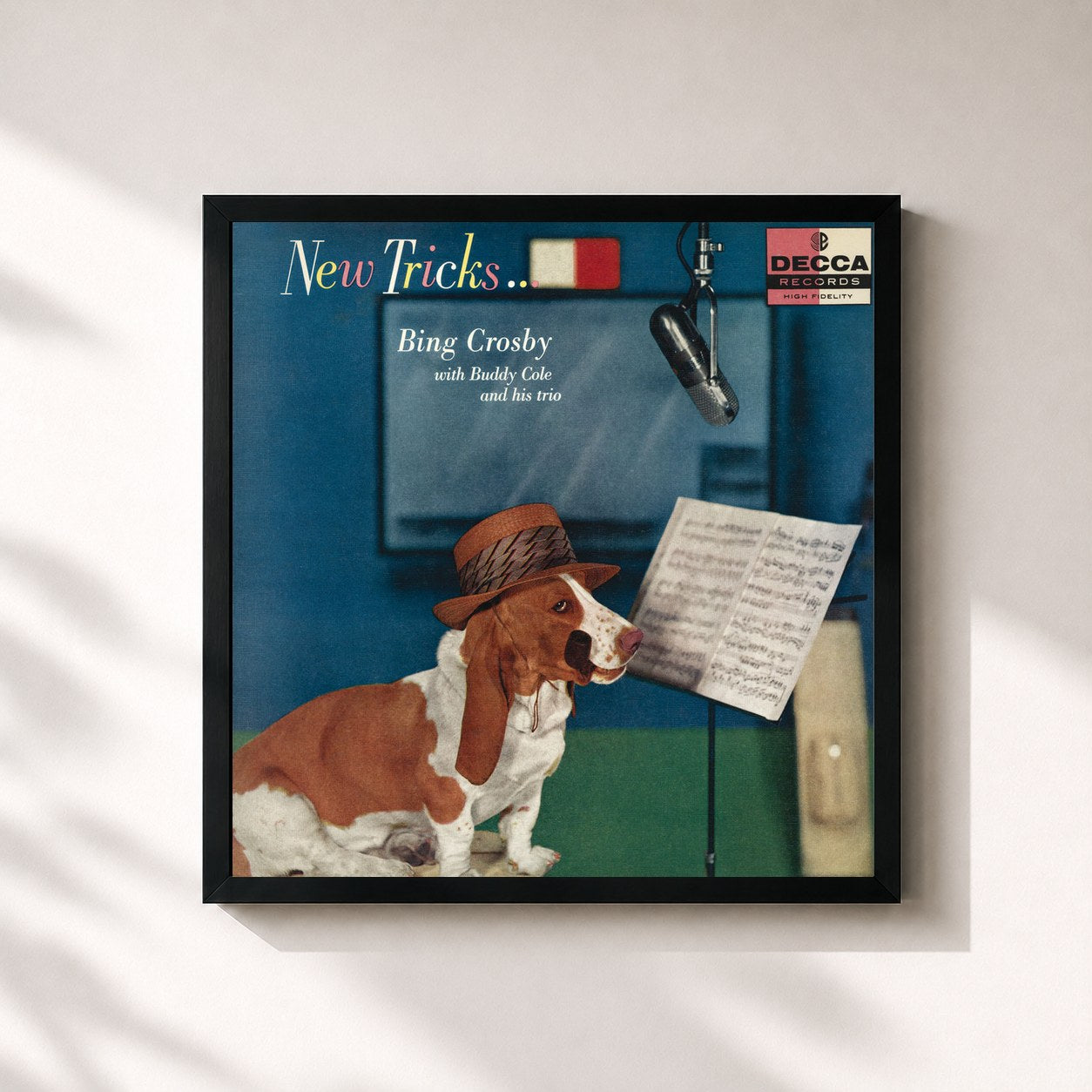 #noir Tableau carré de l'album New Tricks (Deluxe Edition) de Bing Crosby, cadre noir 32x32 cm