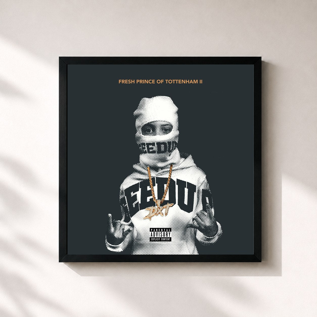 #noir Tableau carré de l'album Fresh Prince Of Tottenham 2 de RV, cadre noir 32x32 cm