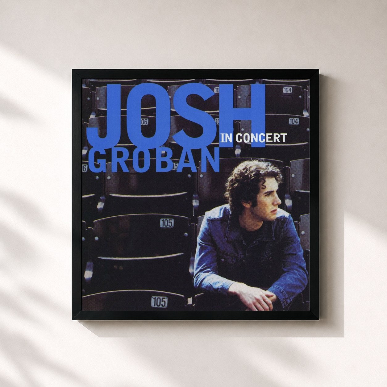 #noir Tableau carré de l'album Josh Groban In Concert de Josh Groban, cadre noir 32x32 cm