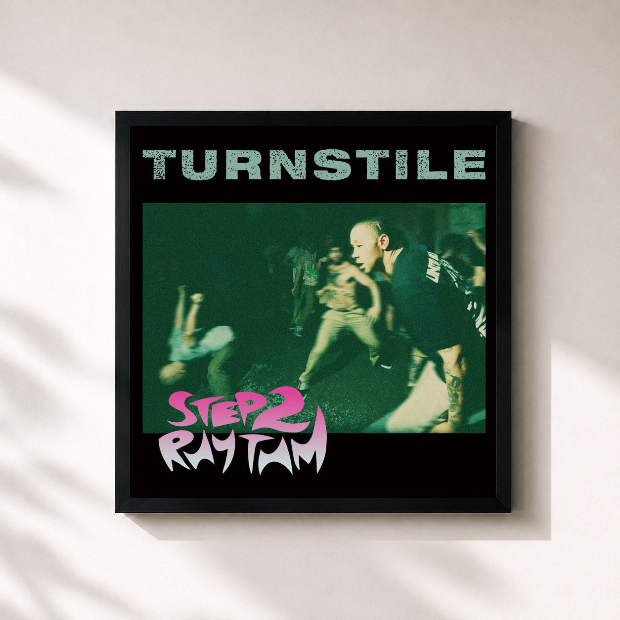 #noir Tableau carré de l'album Step to Rhythm de Turnstile, cadre noir 32x32 cm