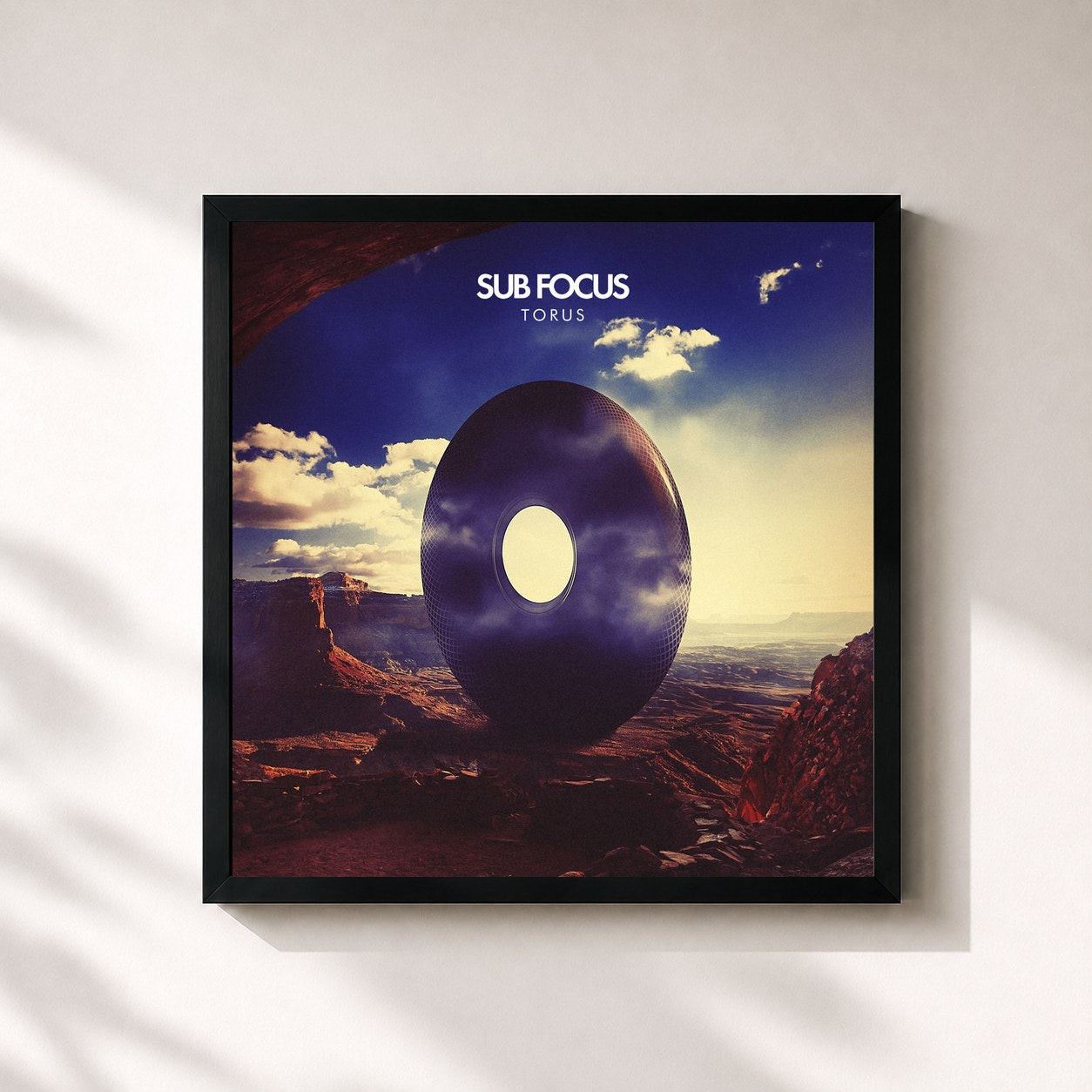 #noir Tableau carré de l'album Torus de Sub Focus, cadre noir 32x32 cm