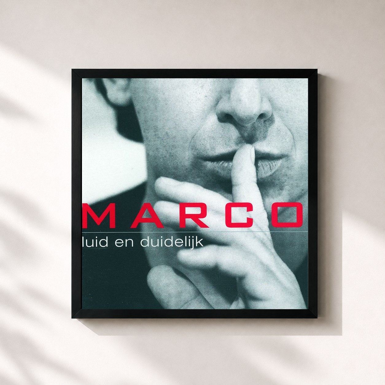 #noir Tableau carré de l'album Luid En Duidelijk de Marco Borsato, cadre noir 32x32 cm