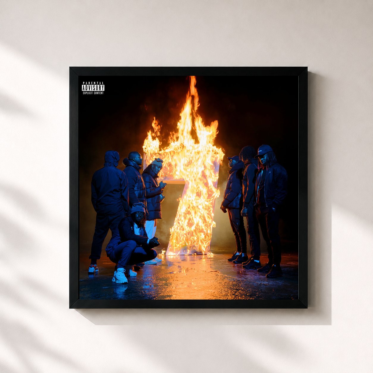 #noir Tableau carré de l'album Monument de Seven Binks, cadre noir 32x32 cm