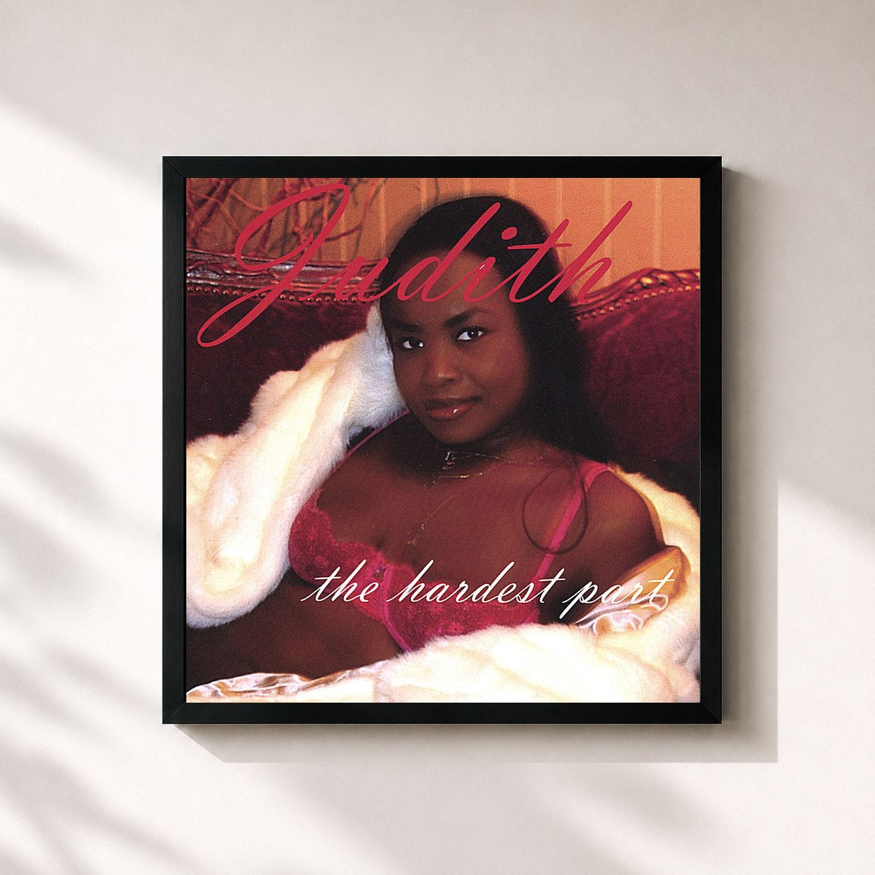 #noir Tableau carré de l'album The Hardest Part de Judith, cadre noir 32x32 cm