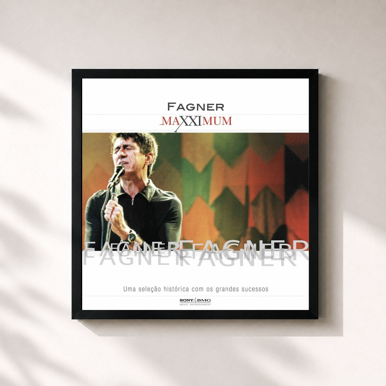 #noir Tableau carré de l'album Maxximum - Fagner de Fagner, cadre noir 32x32 cm