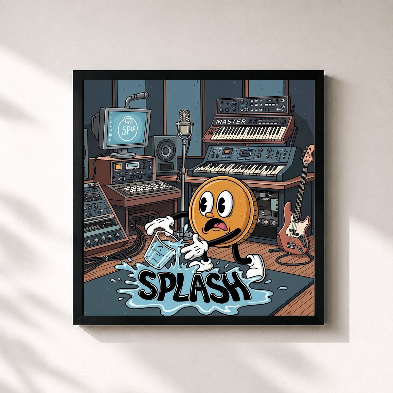#noir Tableau carré de l'album SPLASH de Coin, cadre noir 32x32 cm