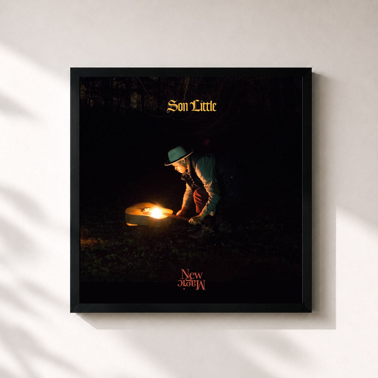 #noir Tableau carré de l'album New Magic de Son Little, cadre noir 32x32 cm