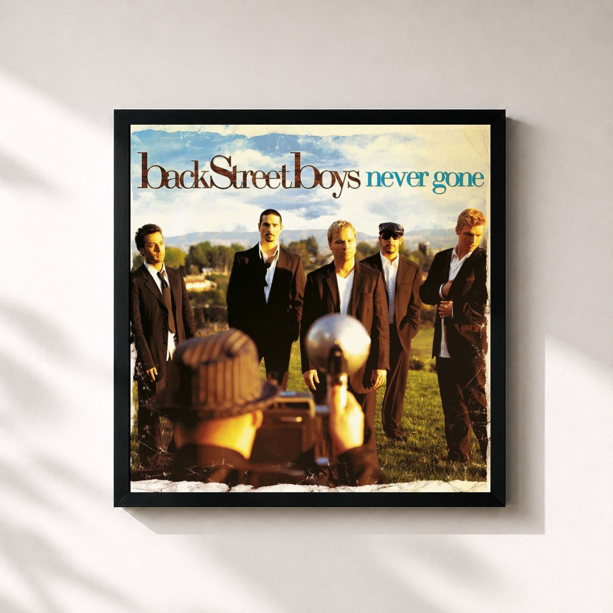 #noir Tableau carré de l'album Never Gone de Backstreet Boys, cadre noir 32x32 cm