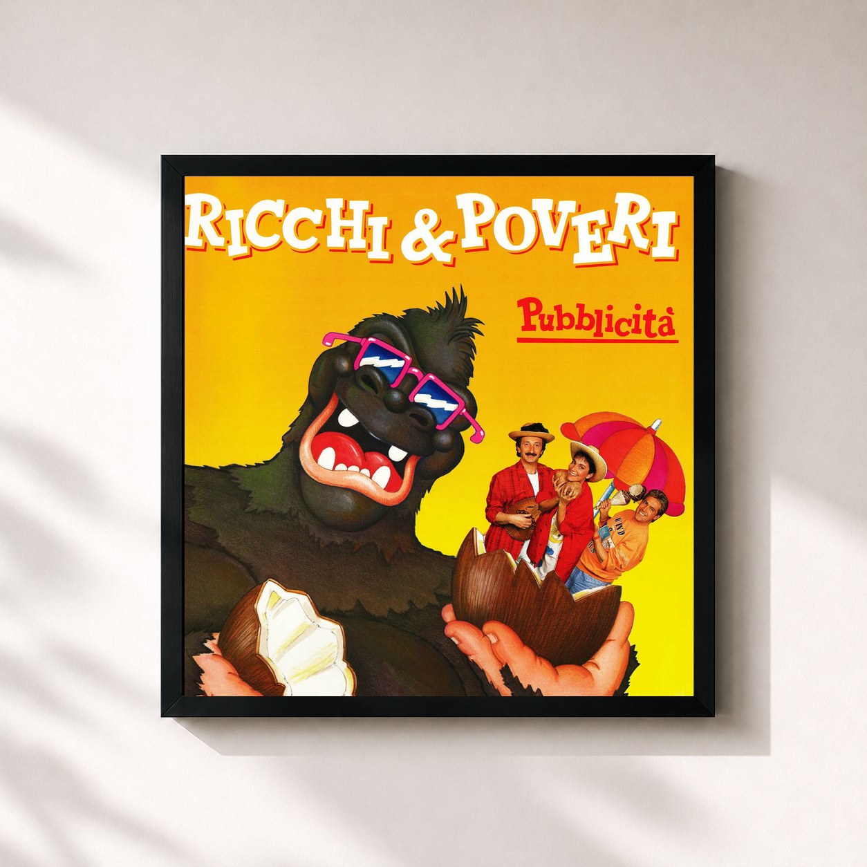#noir Tableau carré de l'album Pubblicità de Ricchi e Poveri, cadre noir 32x32 cm