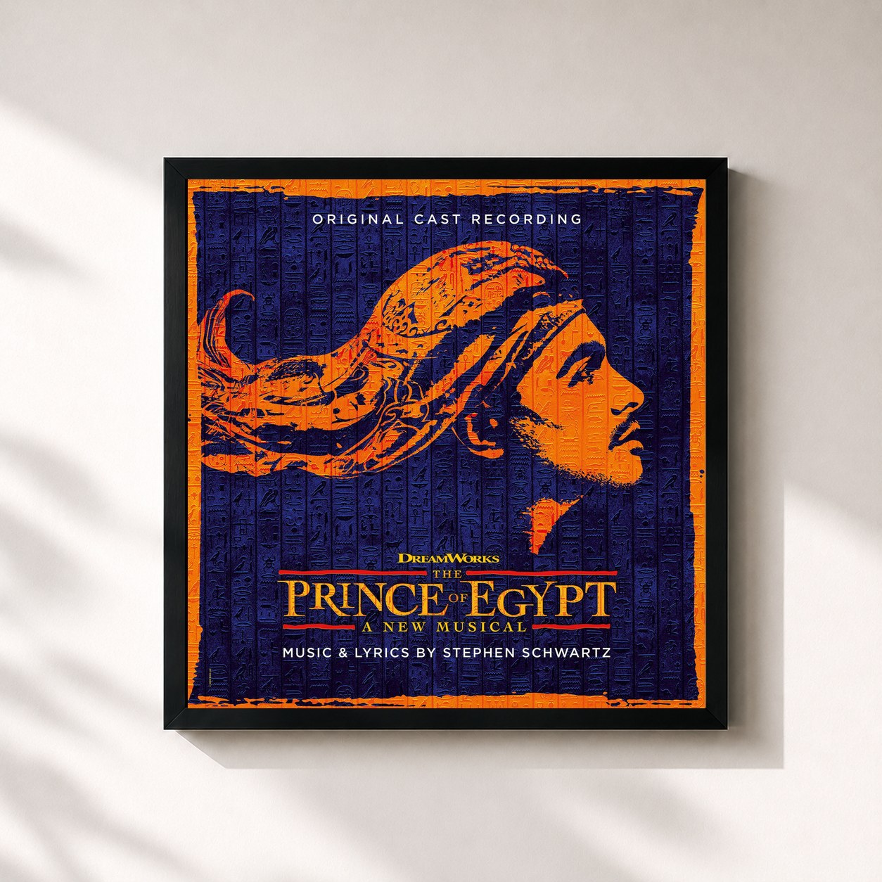 #noir Tableau carré de l'album The Prince of Egypt (Original Cast Recording) de Stephen Schwartz, cadre noir 32x32 cm