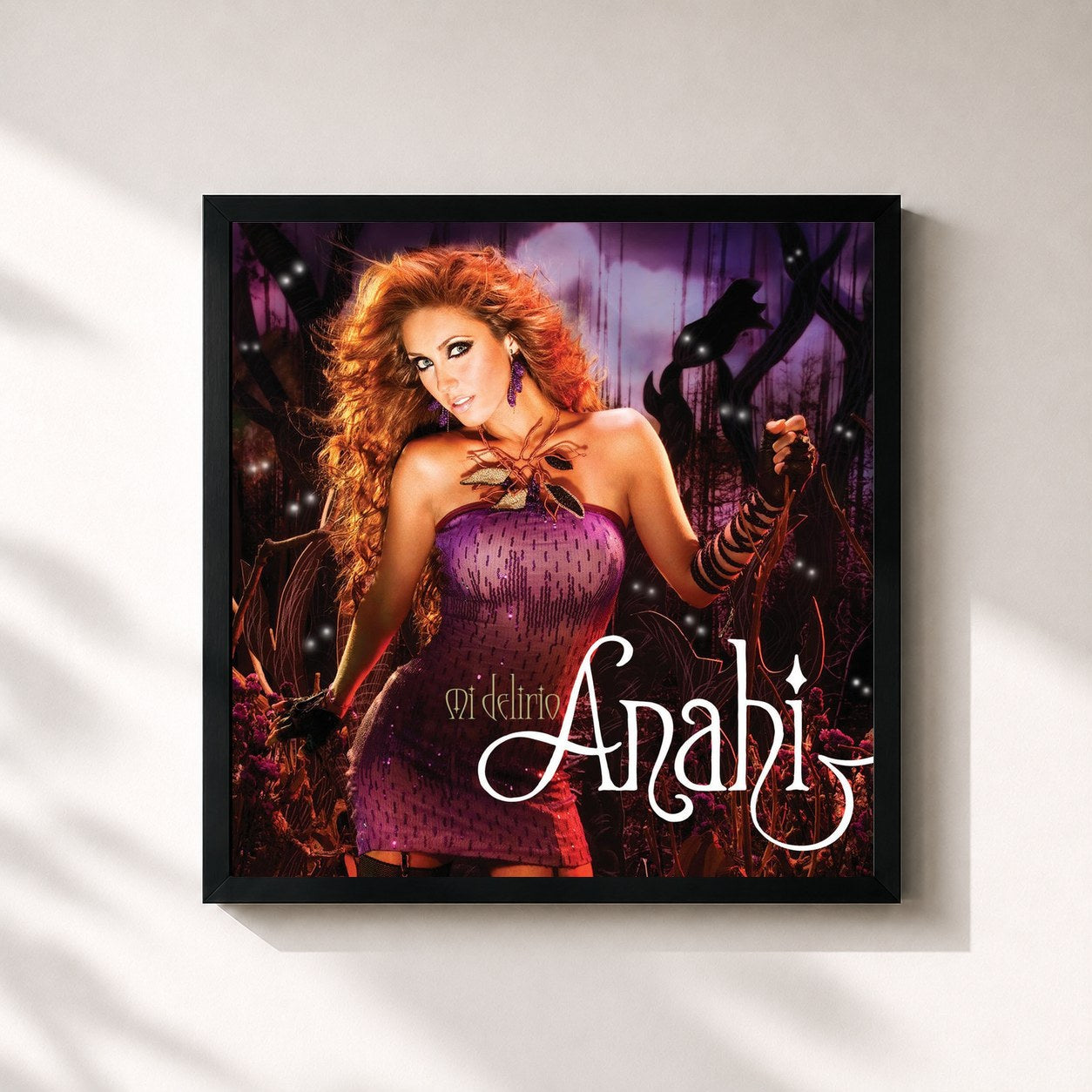 #noir Tableau carré de l'album Mi Delirio de Anahí, cadre noir 32x32 cm
