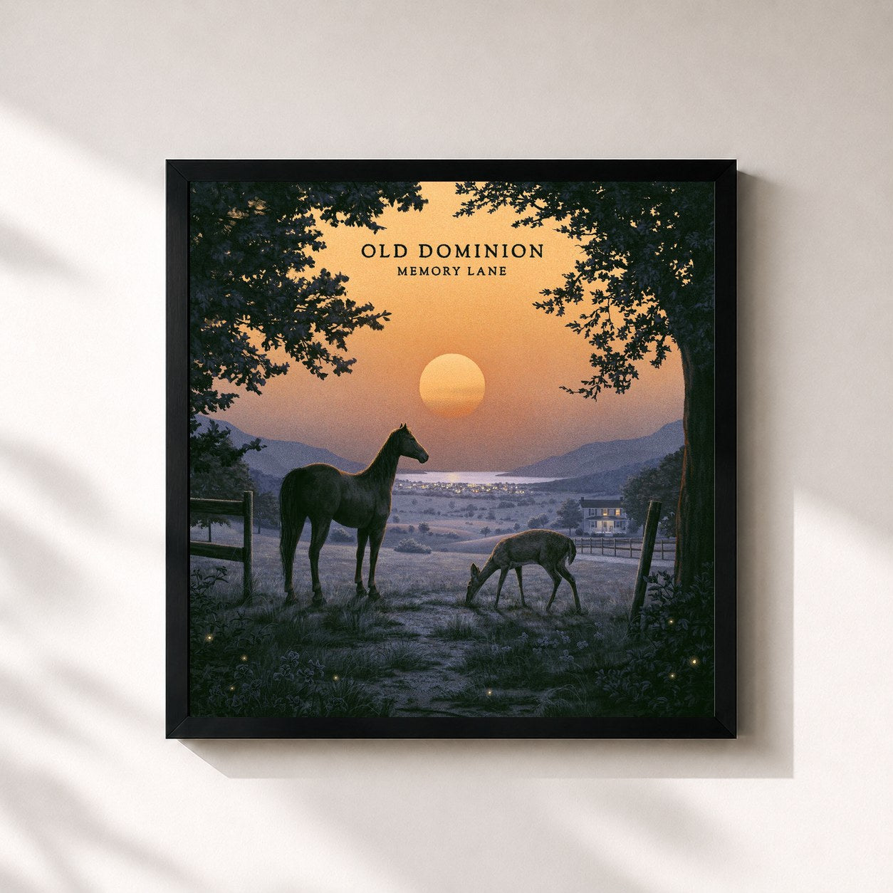 #noir Tableau carré de l'album Memory Lane de Old Dominion, cadre noir 32x32 cm