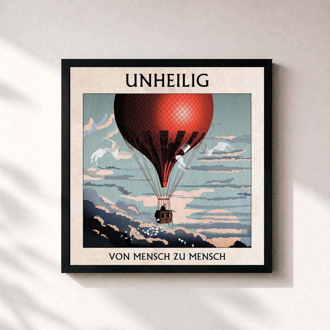 #noir Tableau carré de l'album Von Mensch zu Mensch de Unheilig, cadre noir 32x32 cm