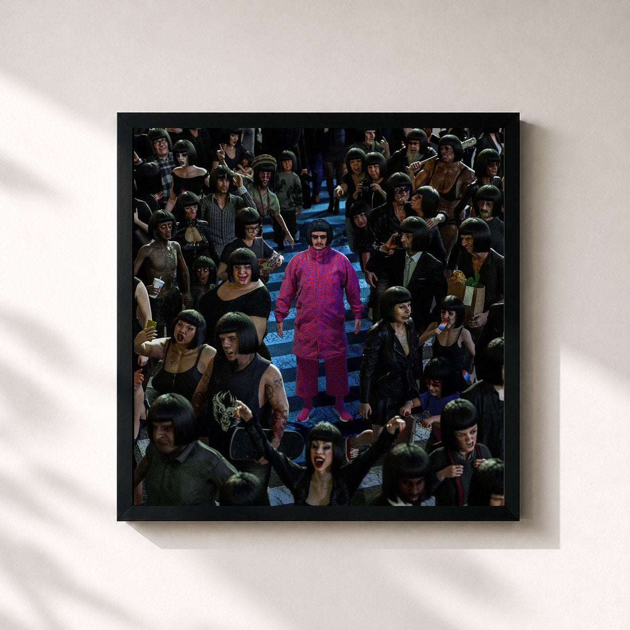#noir Tableau carré de l'album Alone In A Crowd de Oliver Tree, cadre noir 32x32 cm