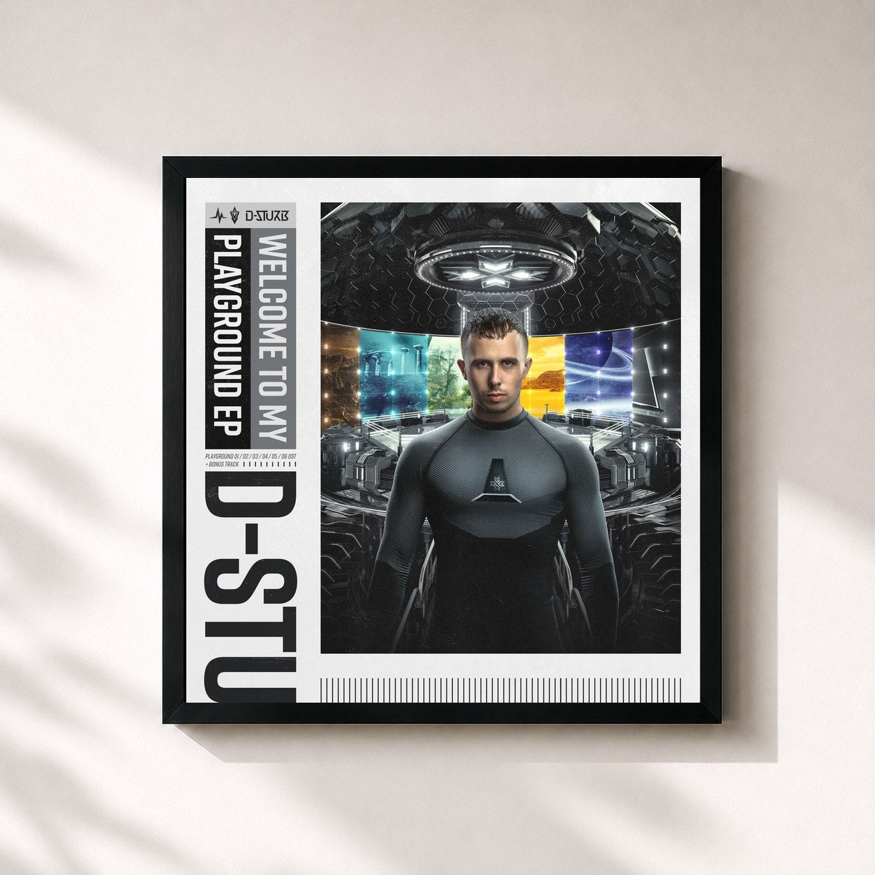 #noir Tableau carré de l'album Welcome To My Playground de D-Sturb, cadre noir 32x32 cm