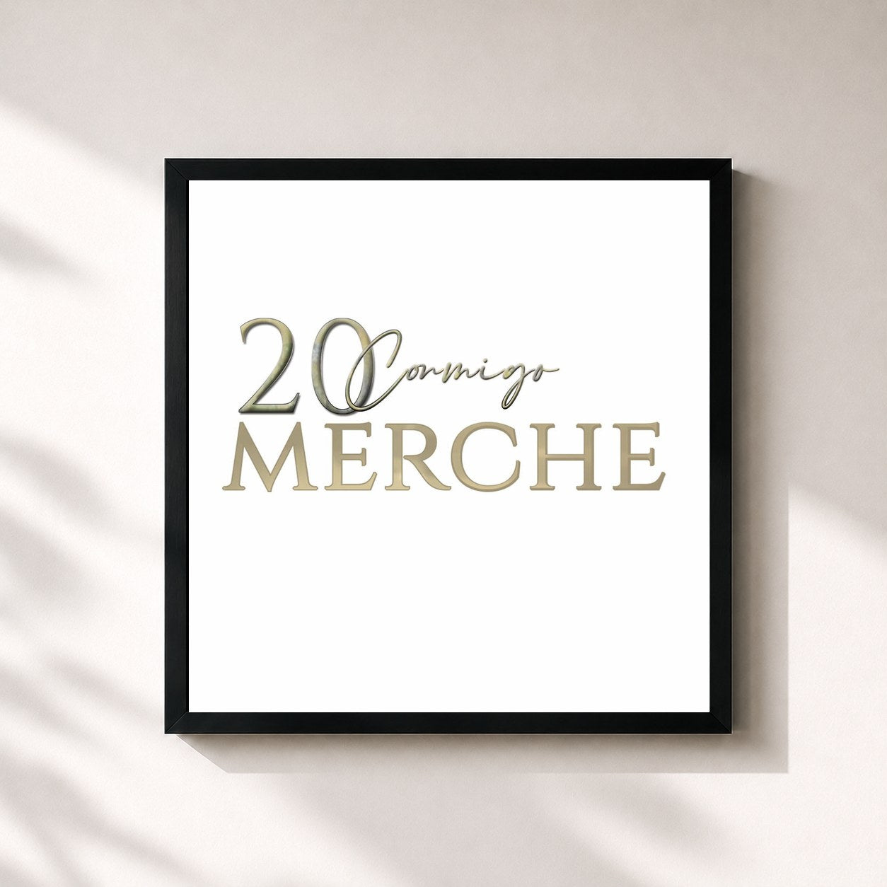 #noir Tableau carré de l'album 20 Conmigo de Merche, cadre noir 32x32 cm