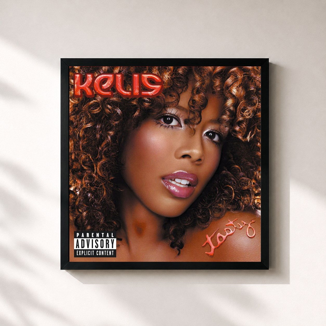 #noir Tableau carré de l'album Tasty de Kelis, cadre noir 32x32 cm