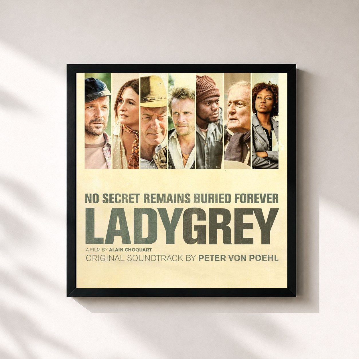 #noir Tableau carré de l'album Ladygrey (Original Motion Picture Soundtrack) de Peter von Poehl, cadre noir 32x32 cm