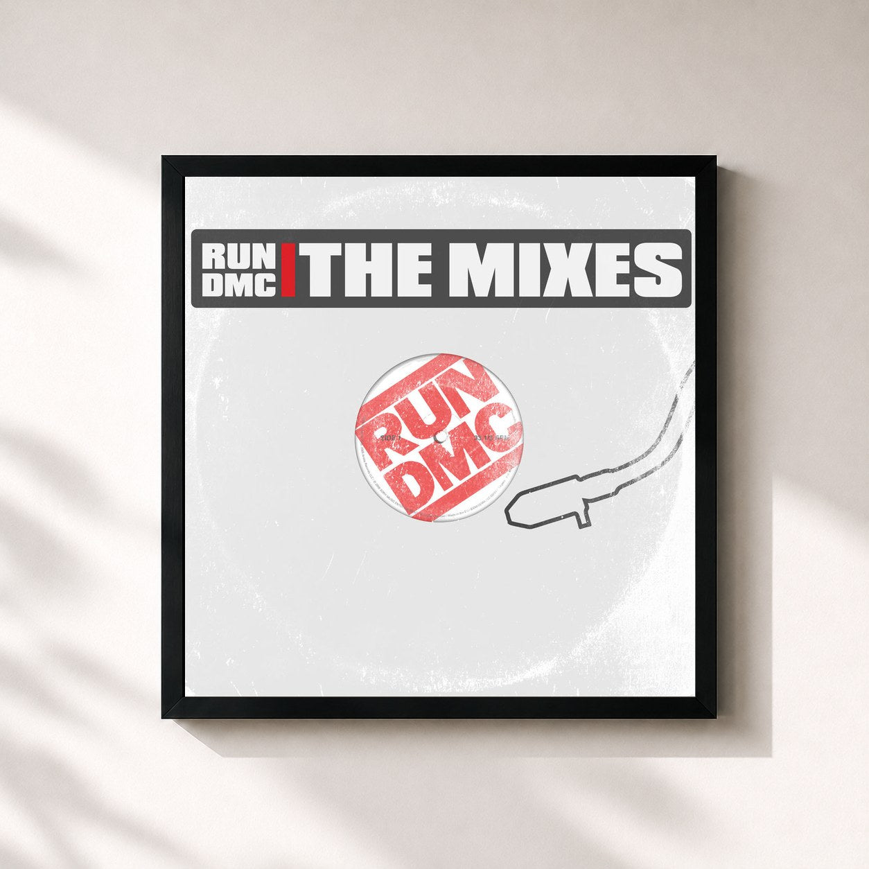 #noir Tableau carré de l'album The Mixes de Run-DMC, cadre noir 32x32 cm