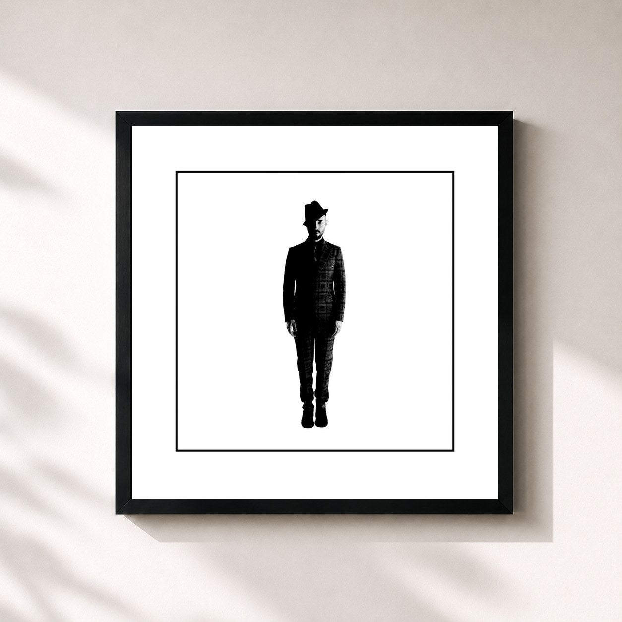 #noir Tableau carré de l'album Square 1 de Charlie Winston, cadre noir 32x32 cm
