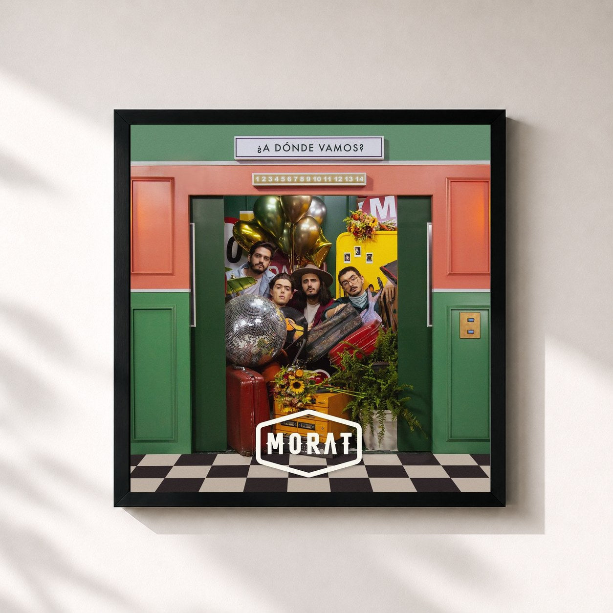 #noir Tableau carré de l'album ¿A Dónde Vamos? de Morat, cadre noir 32x32 cm