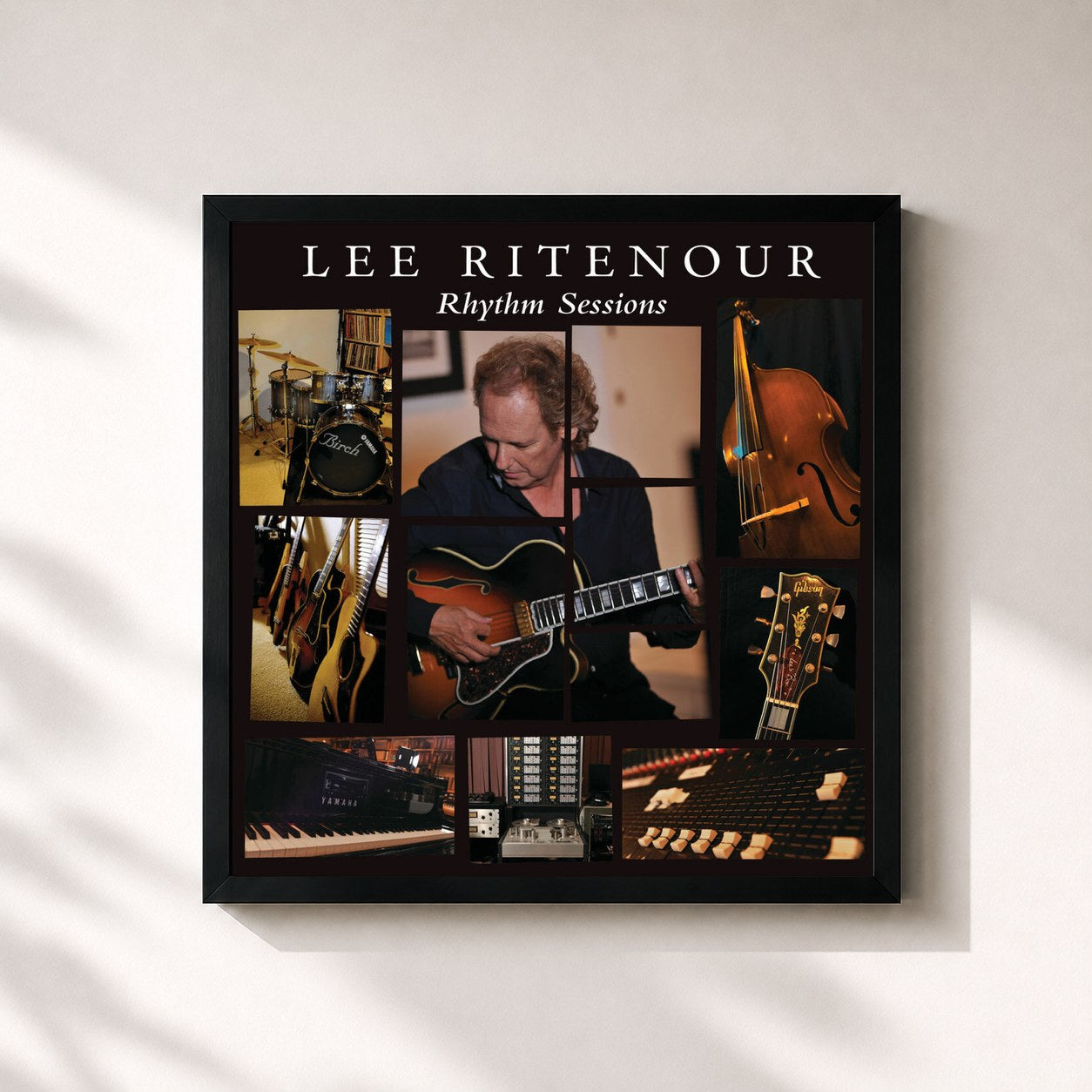 #noir Tableau carré de l'album Rhythm Sessions de Lee Ritenour, cadre noir 32x32 cm