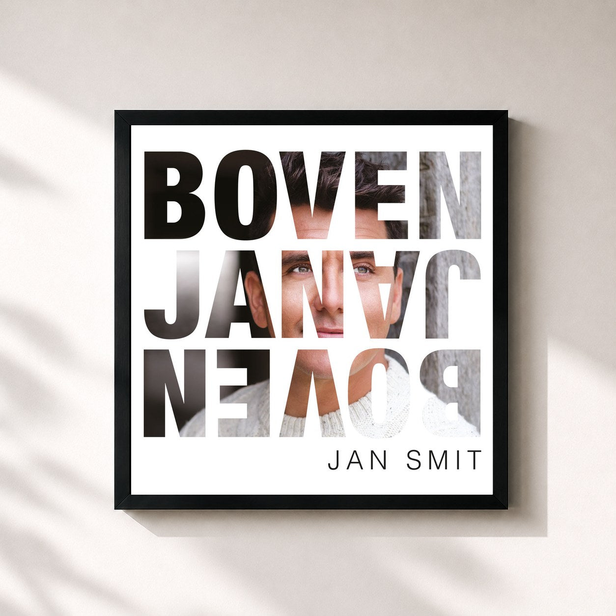 #noir Tableau carré de l'album Boven Jan de Jan Smit, cadre noir 32x32 cm