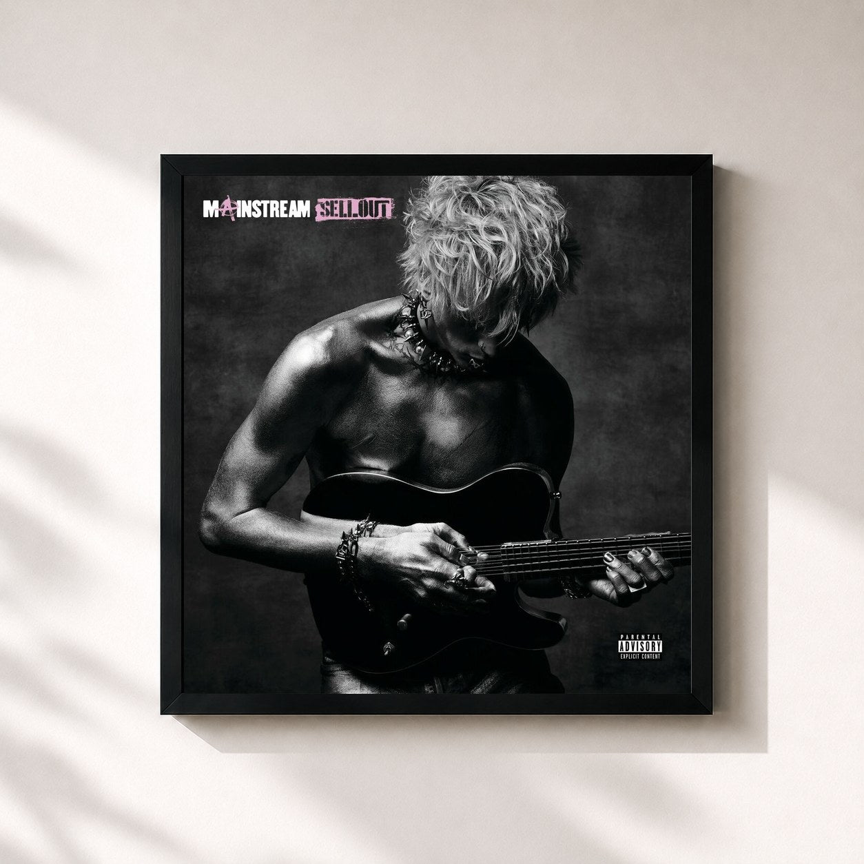 #noir Tableau carré de l'album mainstream sellout de mgk, cadre noir 32x32 cm