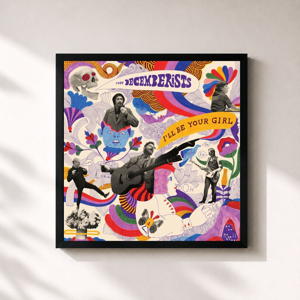 #noir Tableau carré de l'album I'll Be Your Girl de The Decemberists, cadre noir 32x32 cm