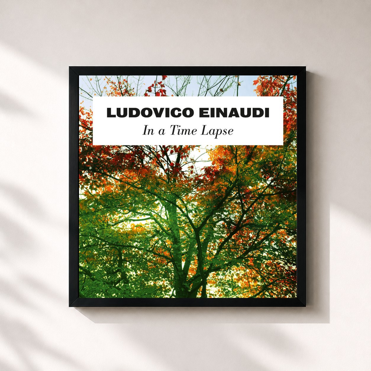 #noir Tableau carré de l'album In A Time Lapse de Ludovico Einaudi, cadre noir 32x32 cm