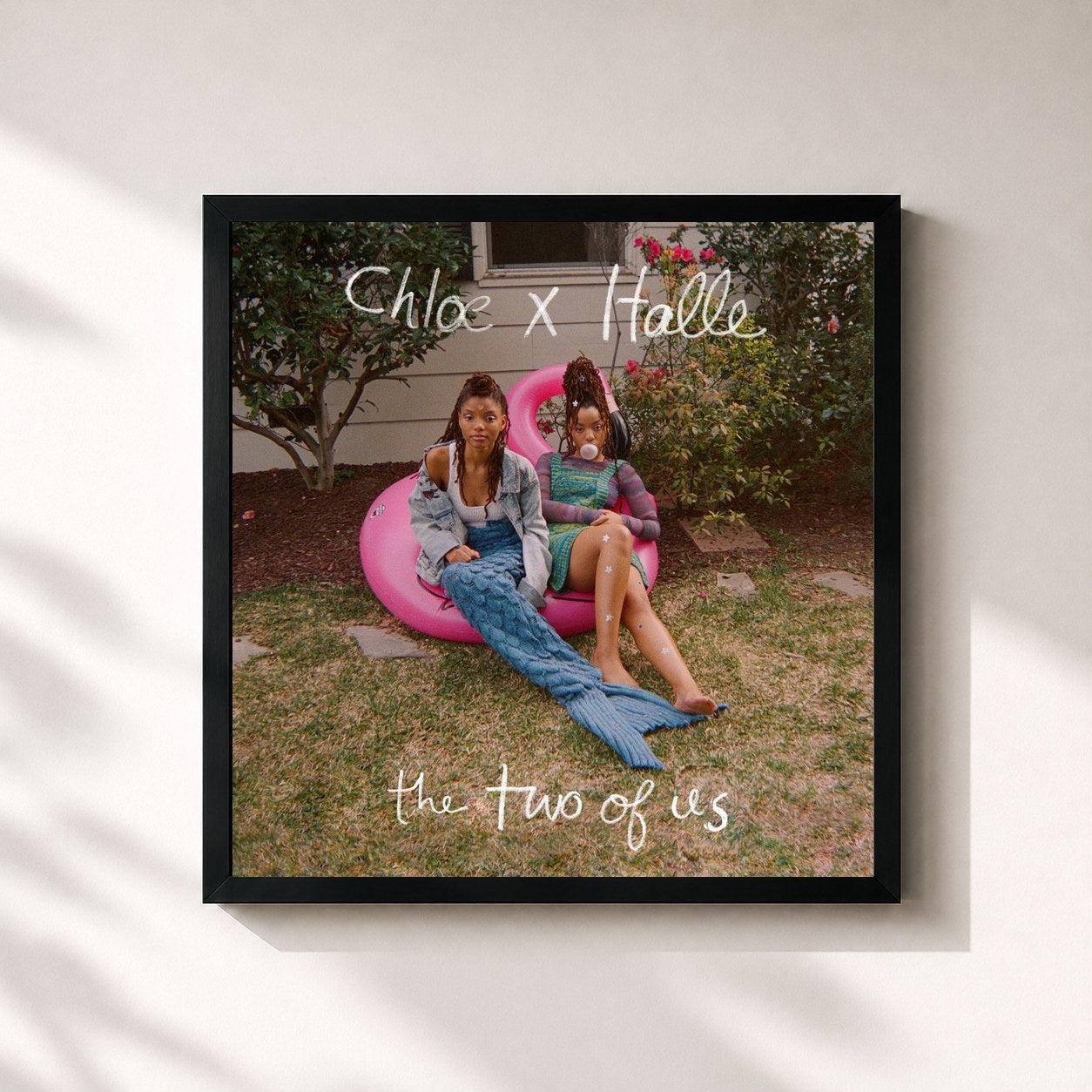 #noir Tableau carré de l'album The Two of Us de Chloe x Halle, cadre noir 32x32 cm
