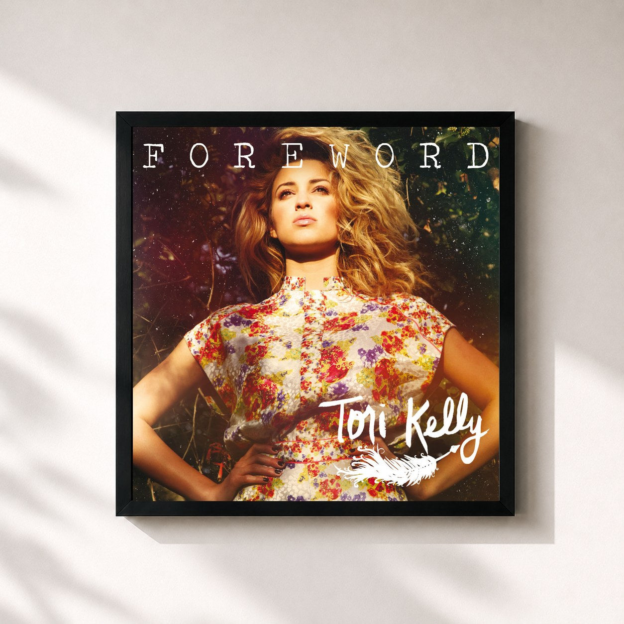 #noir Tableau carré de l'album Foreword de Tori Kelly, cadre noir 32x32 cm